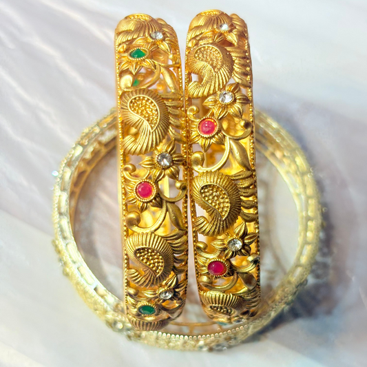 Golden Peacock Elegance Kada bangle 🦚✨pack of 2