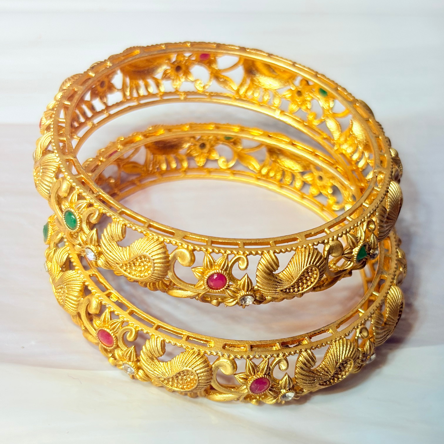Golden Peacock Elegance Kada bangle 🦚✨pack of 2