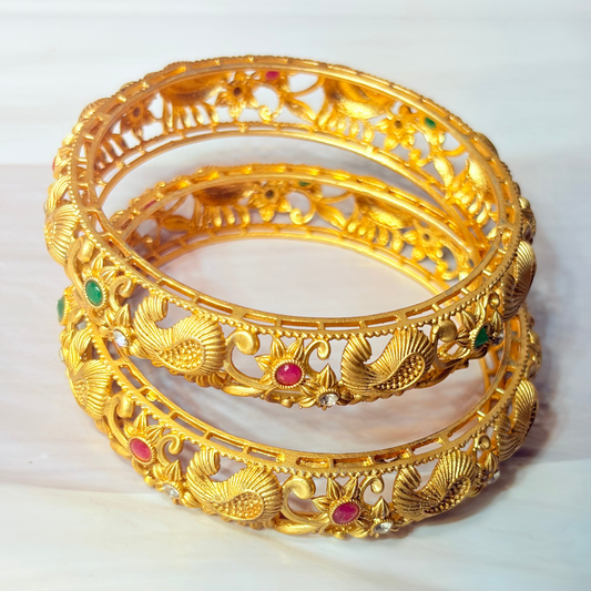 Golden Peacock Elegance Kada bangle 🦚✨pack of 2