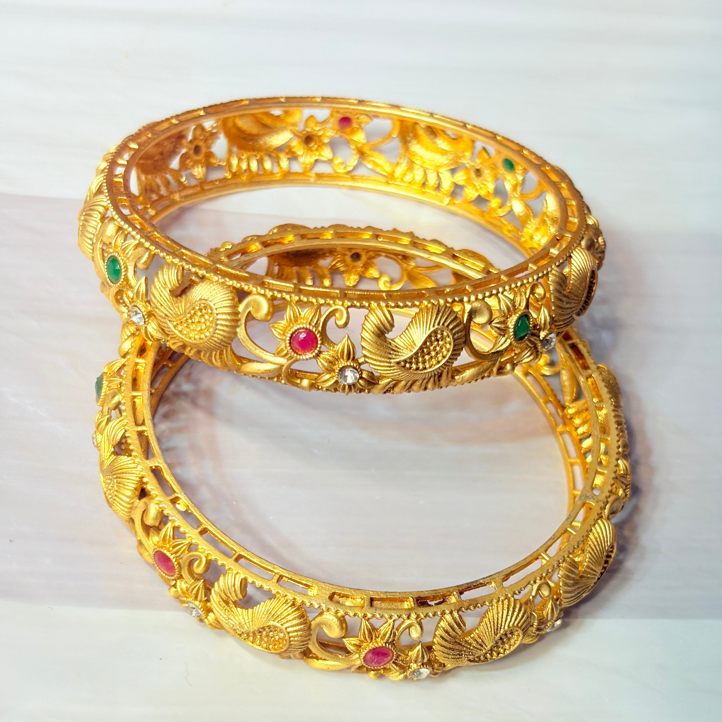 Golden Peacock Elegance Kada bangle 🦚✨pack of 2